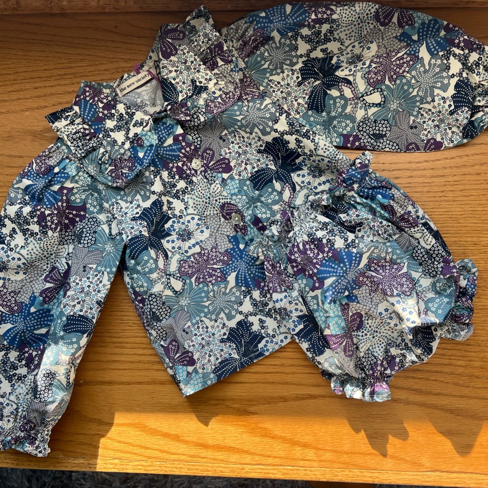 The new society long sleeve shirt and shirt set. Liberty fabric. Size 18m.